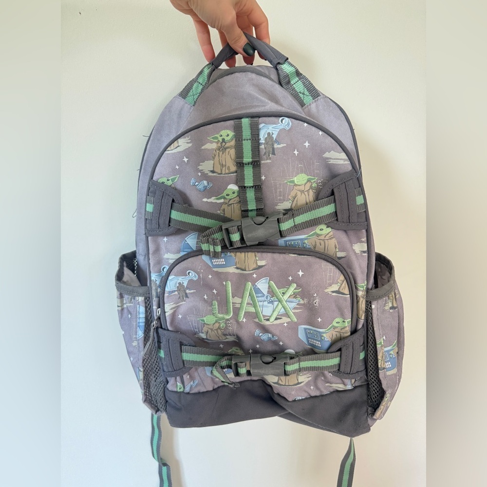 JAX Pottery Barn Kids backpack embroidered personalized Grogu the mandalorian